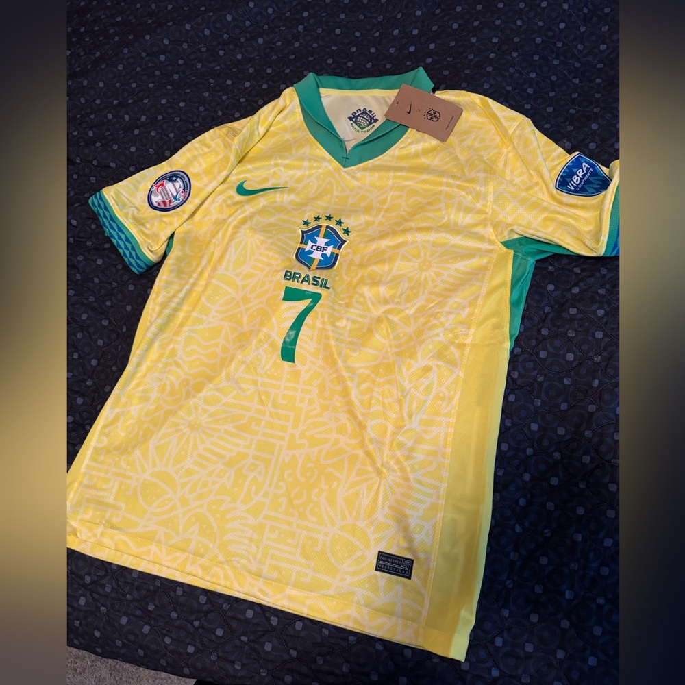 Vini jr brazil soccer jersey brand new copa america real madrid nike short sleev